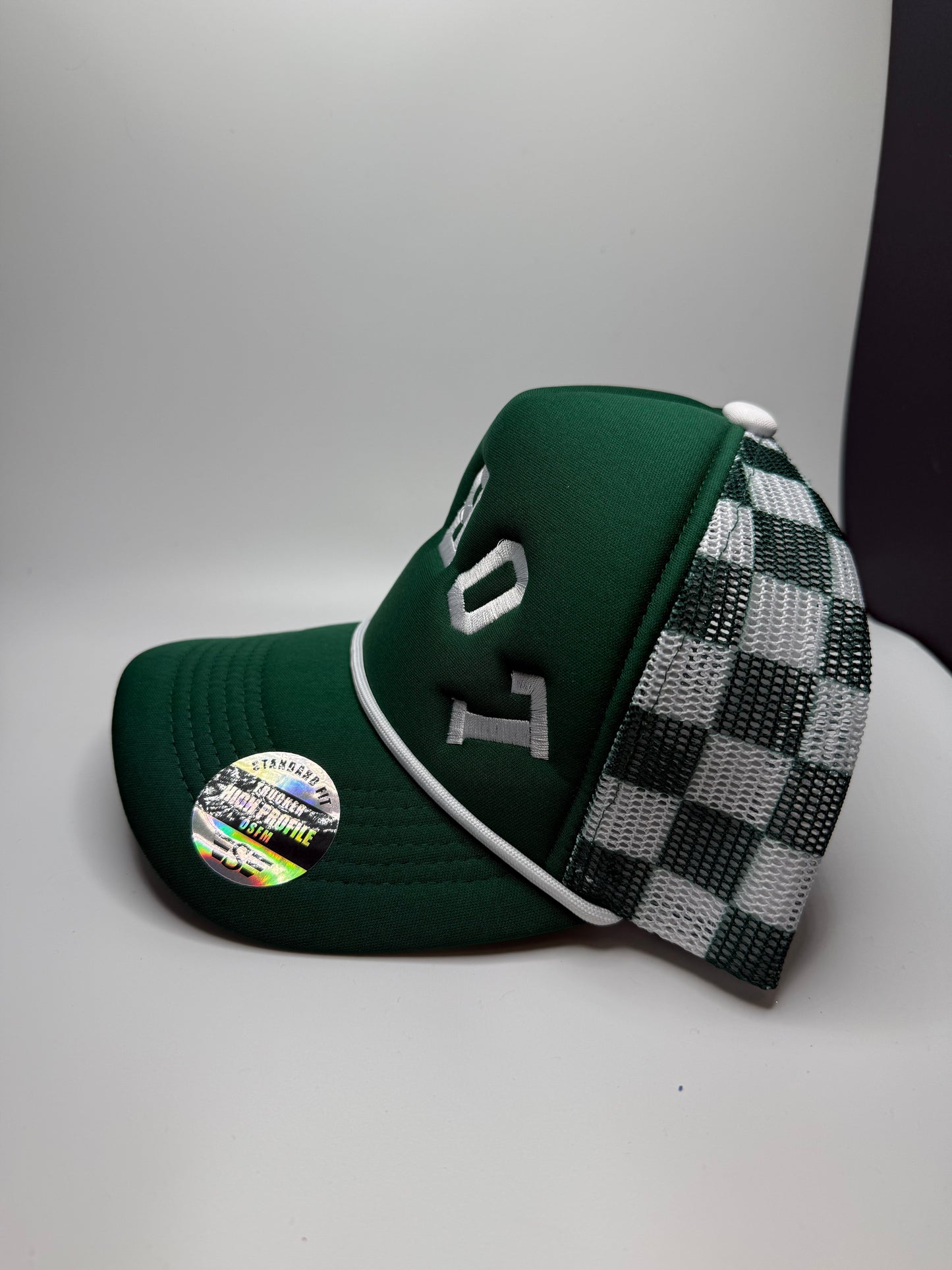 LOBOS Backwards Trend Trucker Hat – Green & White Checkered