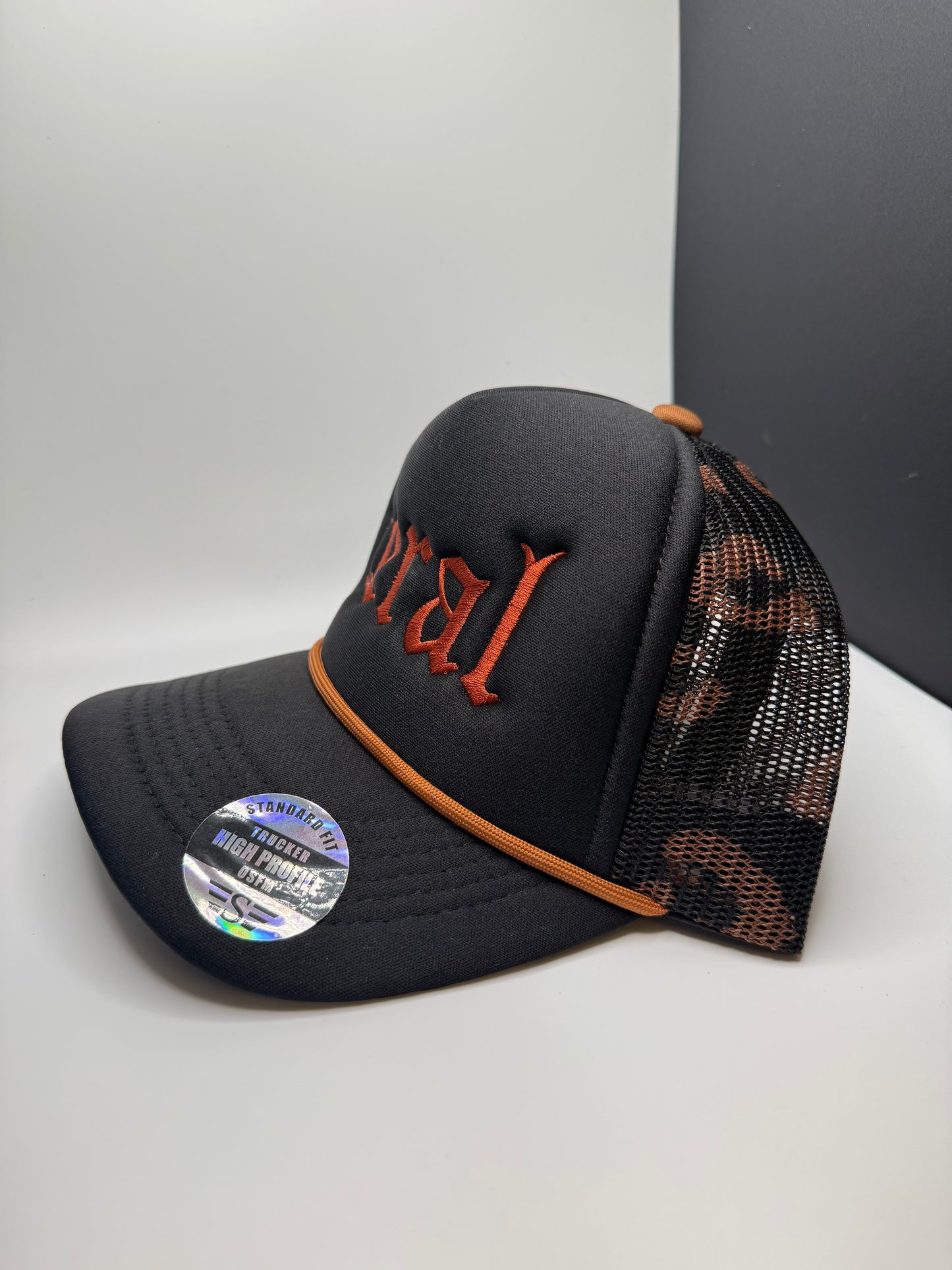 Feral Trucker Hat – Black & Leopard Mesh