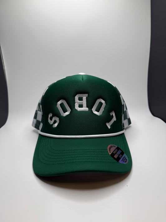 LOBOS Backwards Trend Trucker Hat – Green & White Checkered